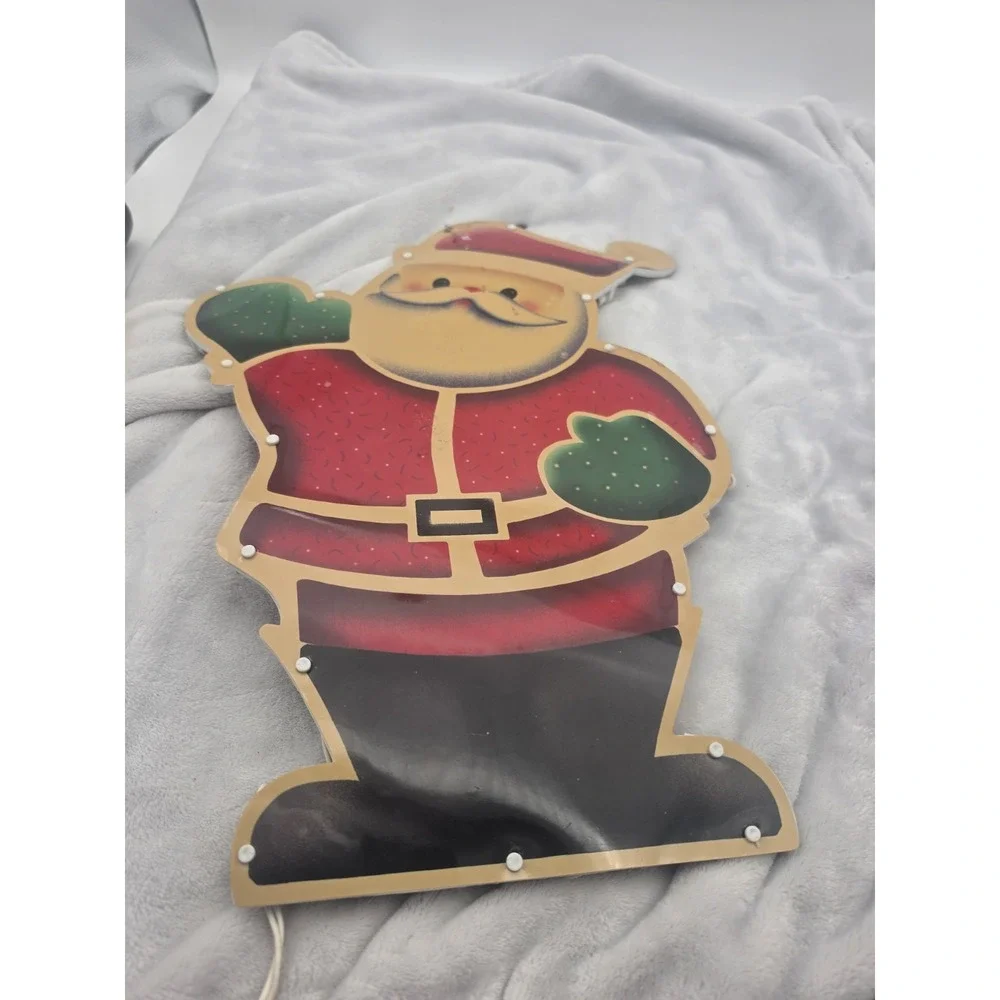 Impact Plastics Santa Claus Window Light Sculpture Waving 18x13 Christmas Decor
